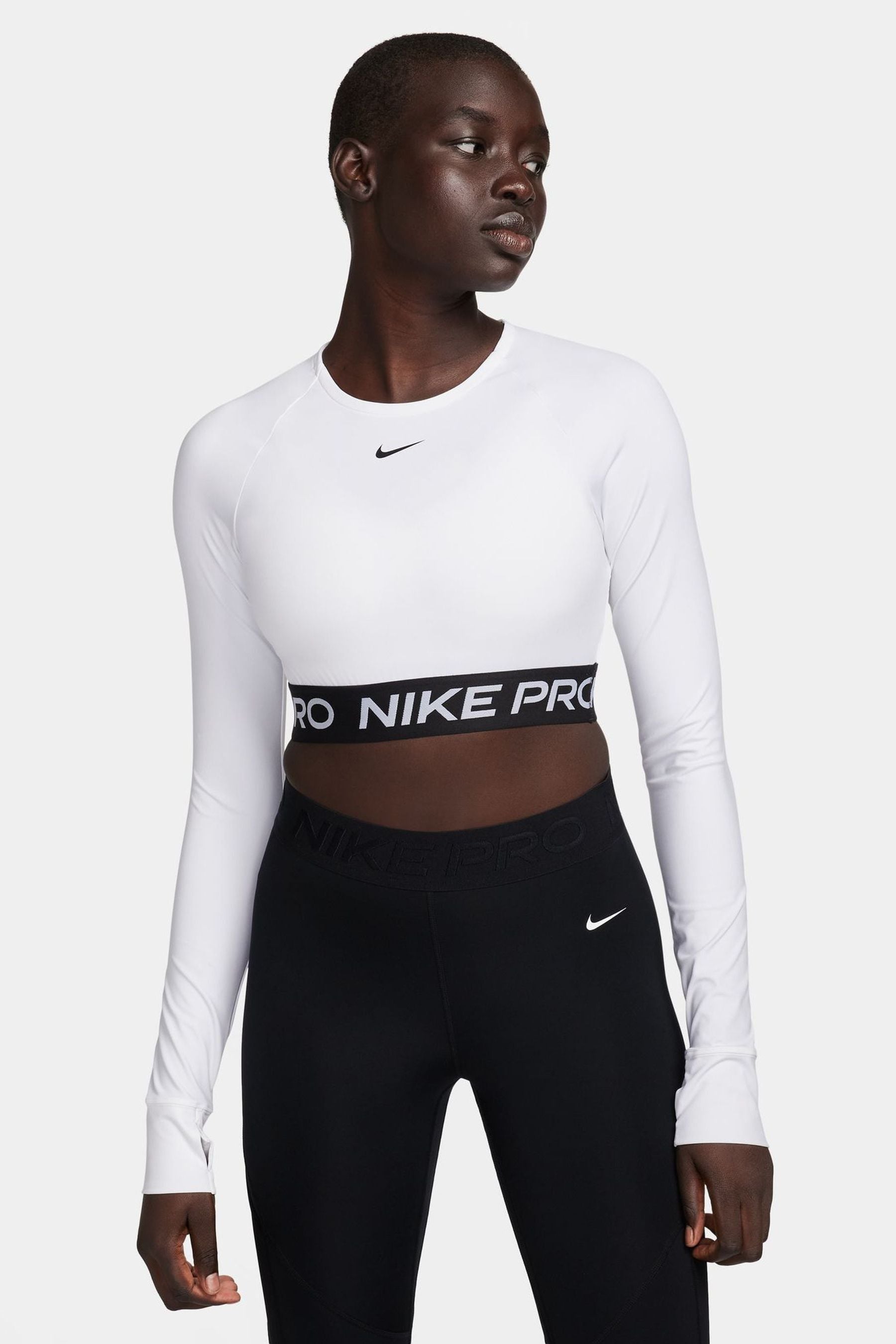 

Укороченный топ Pro dri fit с длинными рукавами Nike, белый