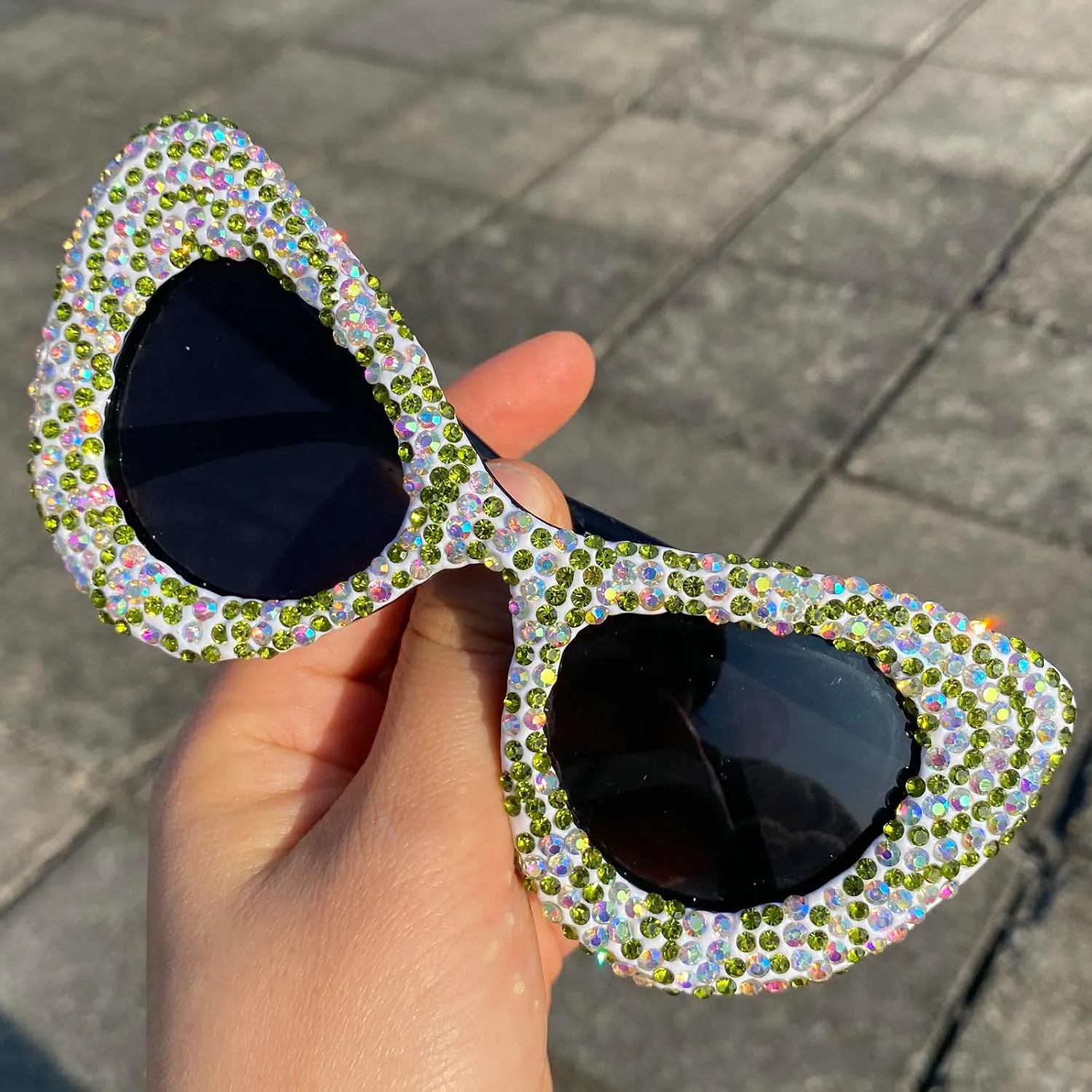 

Большие сверкающие солнцезащитные очки с бриллиантами и стразами для женщин, очки «кошачий глаз», винтажные блестящие очки для вечеринок mincl, 2pcs-red&black