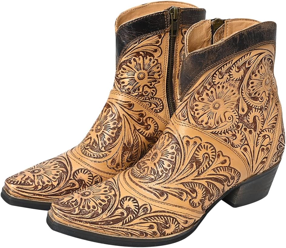 

Сандалии American Darling из натуральной кожи с ручной резьбой, Шлепанцы, Tan