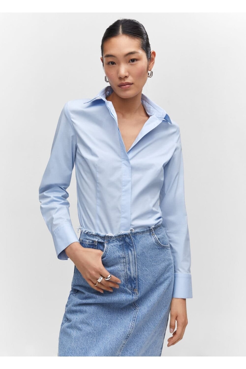 

Рубашка Essential из хлопка Mango, синий