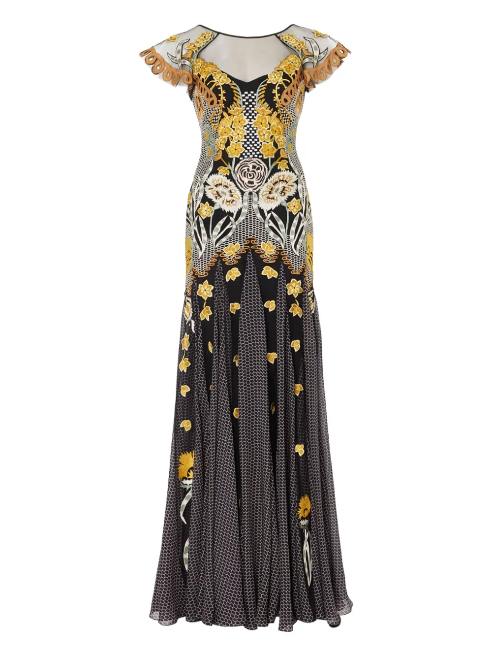 

Платье макси с цветочным принтом и вышивкой Temperley London, черный
