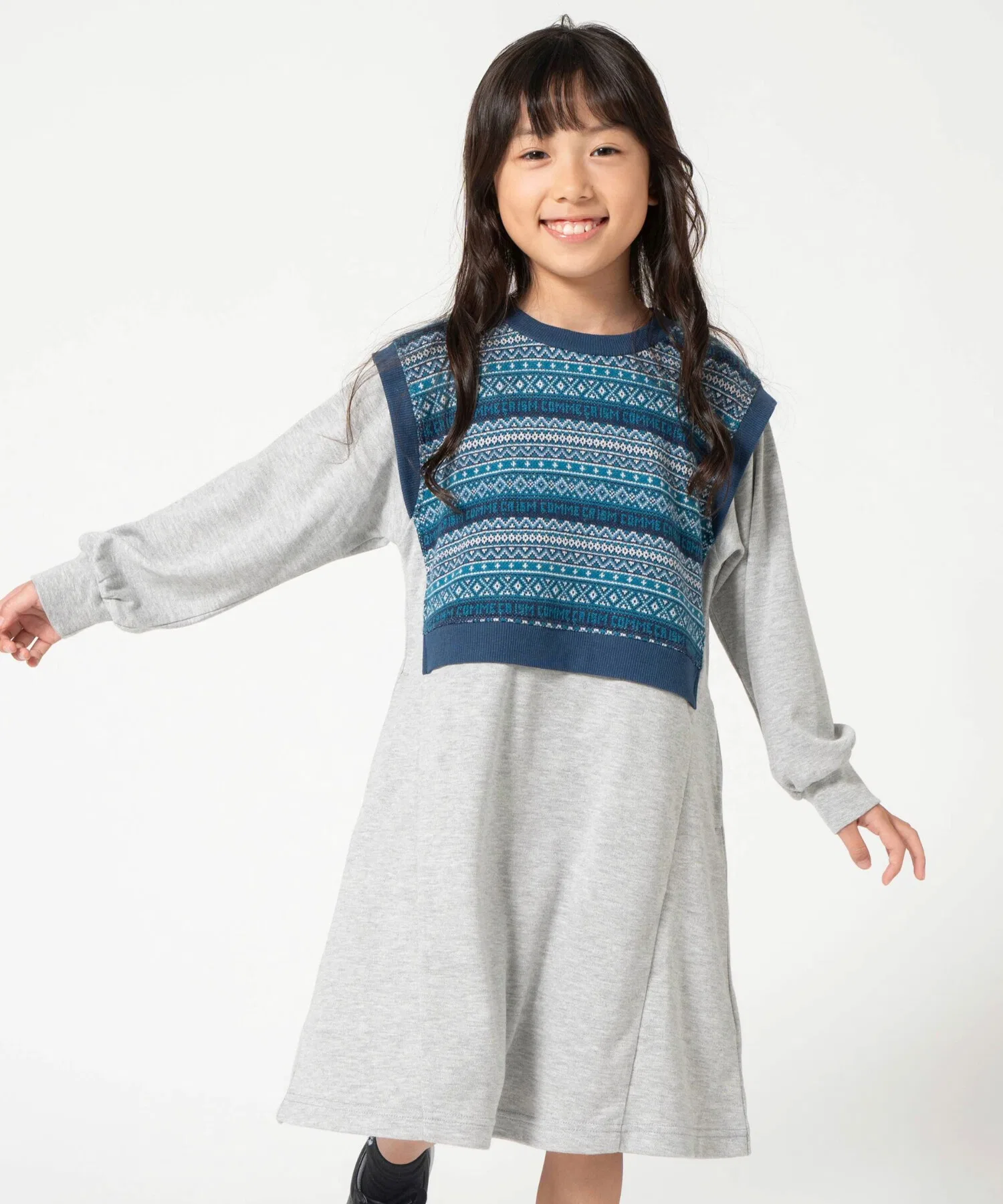 Детское платье COMME CA ISM с узором Fair Isle