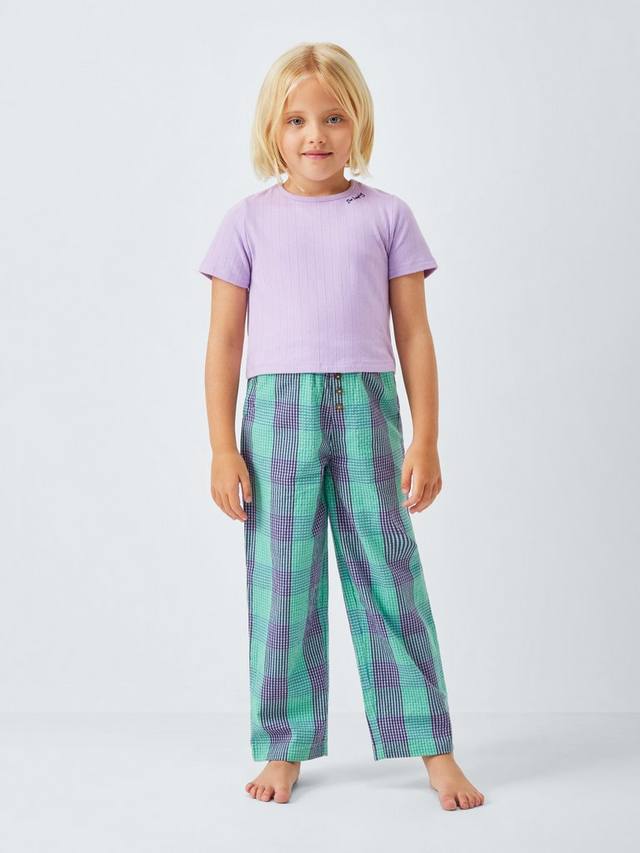Детские пижамные штаны микс-энд-мэтч в клетку John Lewis, Purple — фото 2