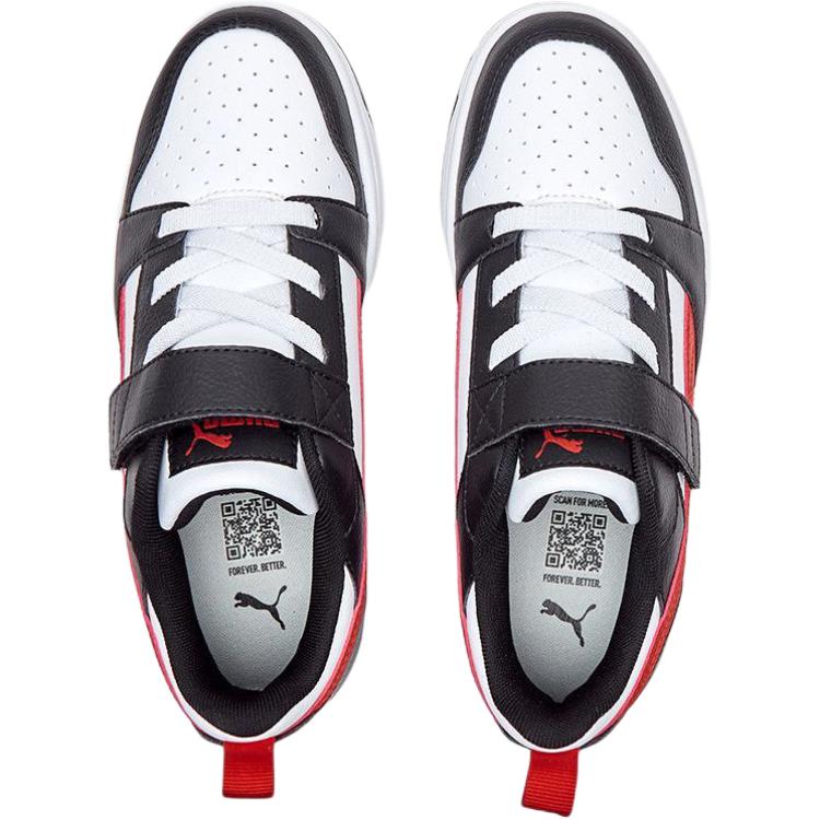 Низкие детские кроссовки для скейтбординга Rebound V6 Lo для подростков PUMA, черный/белый/красный — фото 2