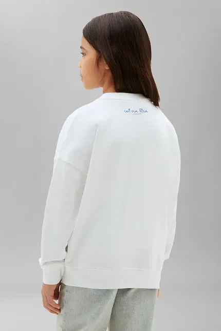 Худи Calvin Klein Jeans белое, хлопок — фото 3