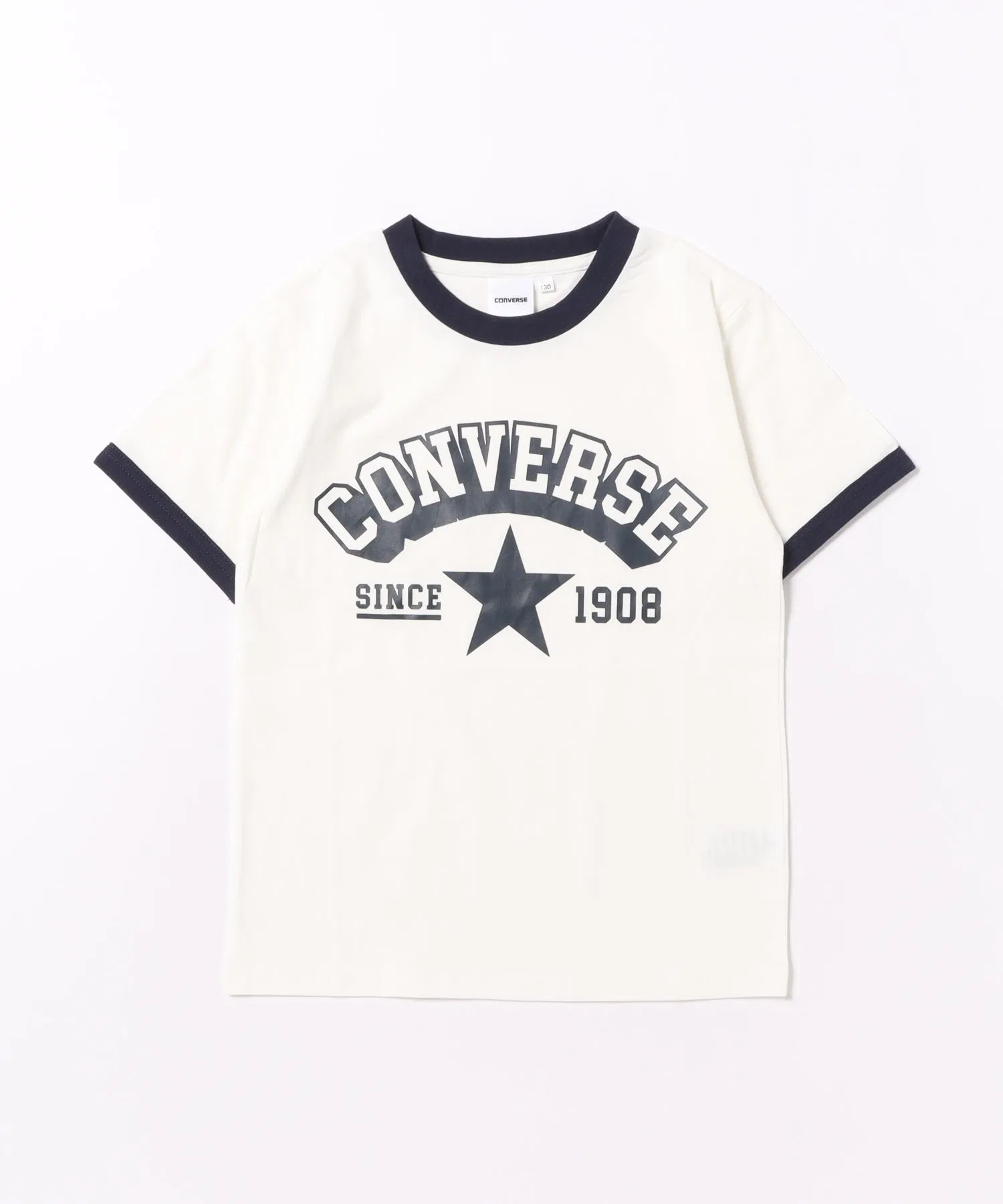 Детская футболка-рингер с логотипом и звездой CONVERSE Off White