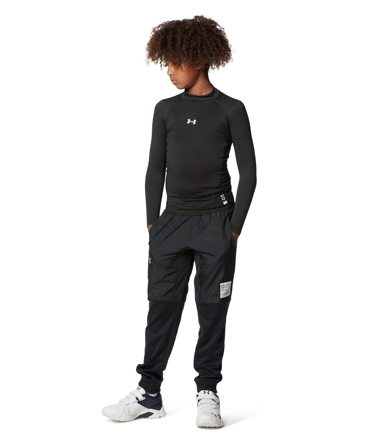 Детская термофутболка с высоким горлом UNDER ARMOUR ColdGear чёрная — фото 3