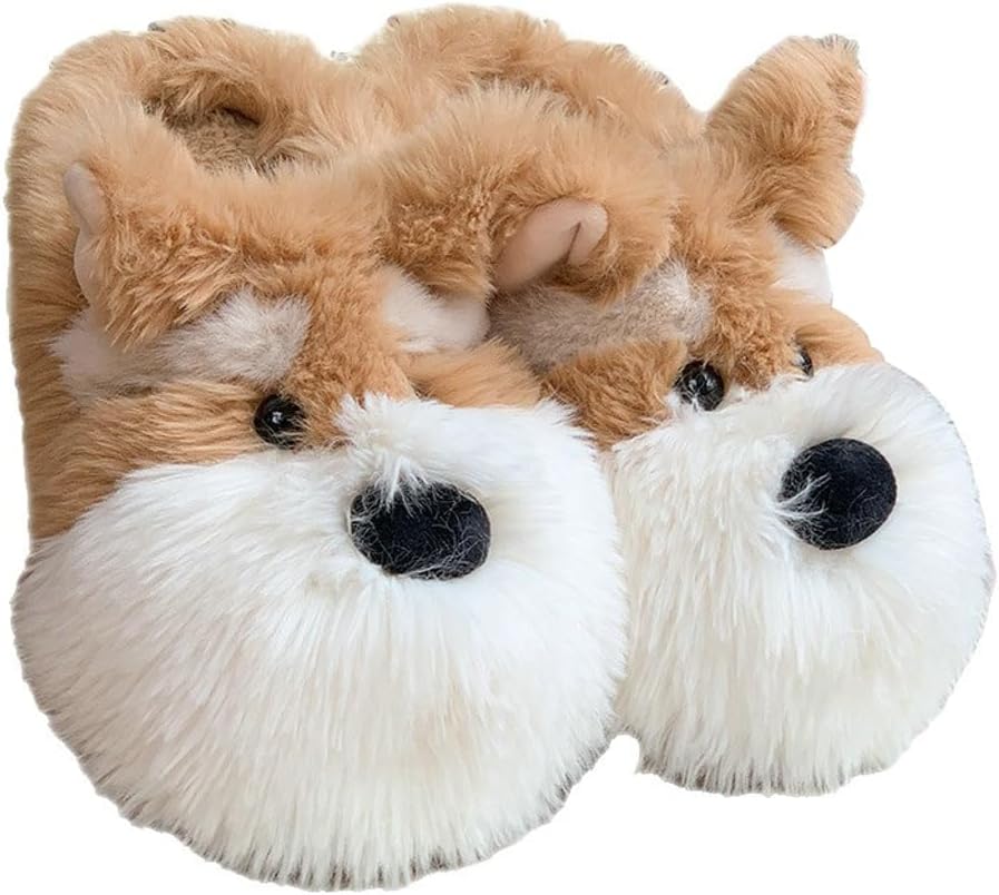 

Мягкие плюшевые тапочки для щенков с утепленной подкладкой для женщин и мужчин, теплые зимние тапочки, стиль для пар, милые домашние тапочки 2025 Yafirgeer, коричневый