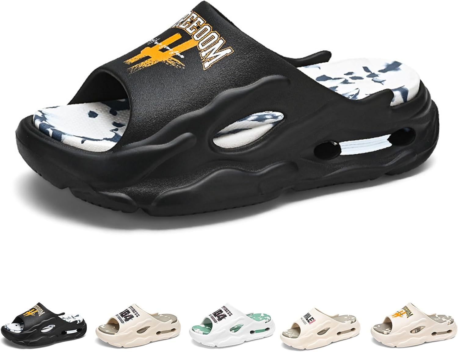 

Мужские модные стильные шлепанцы с открытым носком, дышащие, с мягкой толстой подошвой, удобные, нескользящие, прочные с EVA подошвой, мужская обувь Gezolligheid, черный