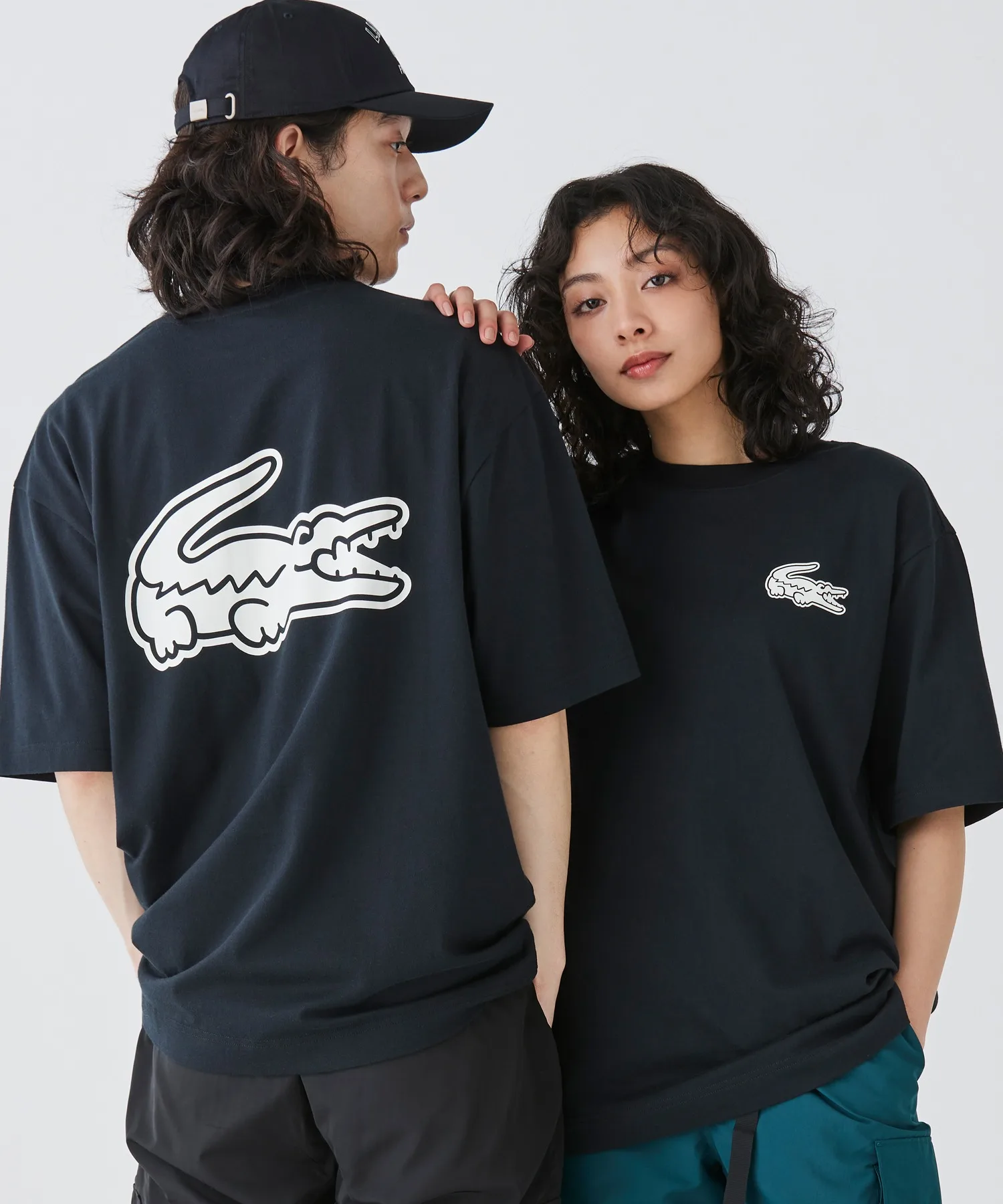 Унисекс футболка оверсайз с принтом LACOSTE чёрная