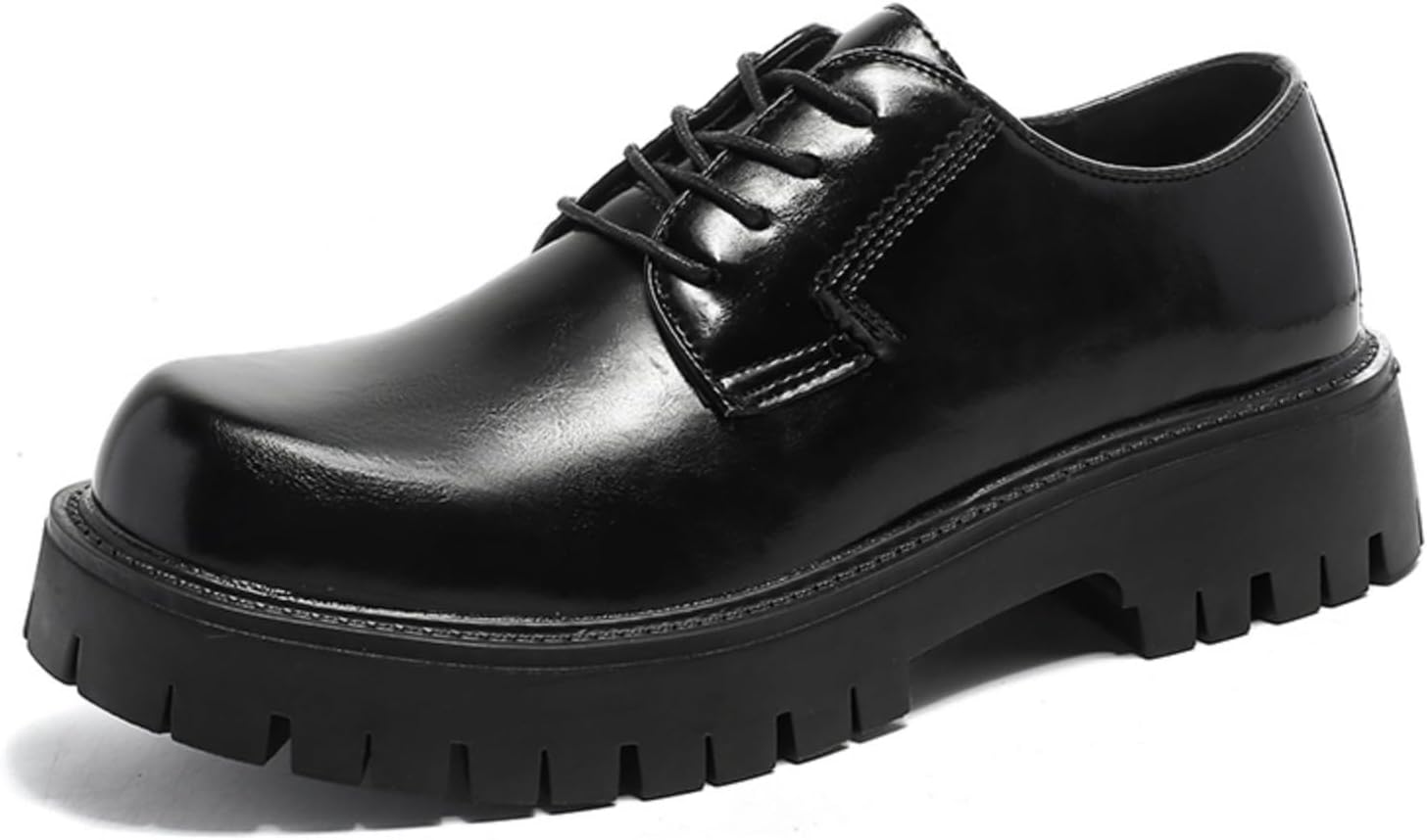 

Мужские кожаные оксфорды на шнуровке с платформой: круглый носок, массивный каблук, протекторная подошва. Мягкая подошва, эффект увеличения роста. Идеально подходят для работы, офиса и делового повседневного стиля Kpdwfms, черный