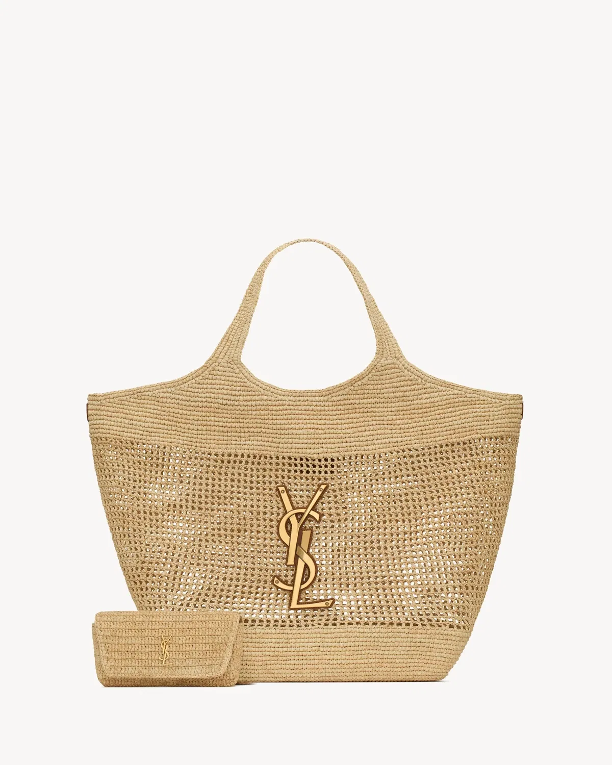 ICARE из рафии SAINT LAURENT, бежевый — фото 4