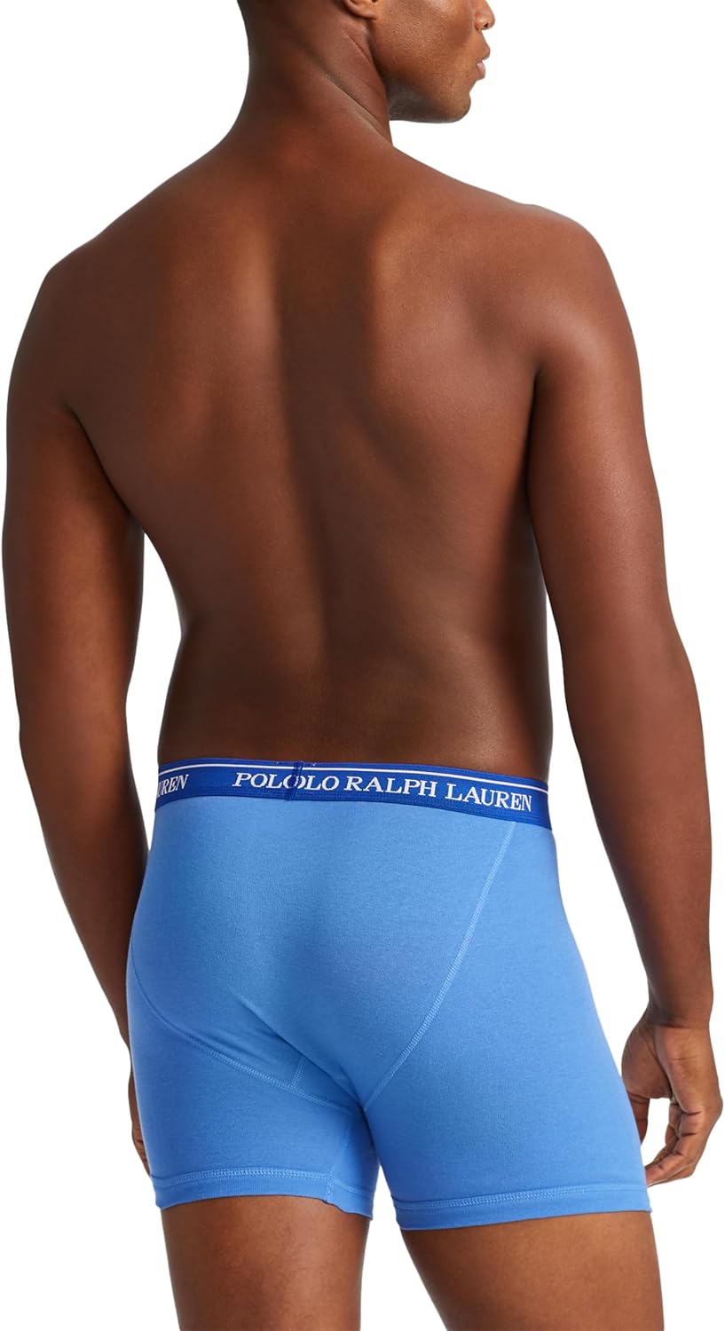 Мужские хлопковые трусы-боксеры классического кроя POLO RALPH LAUREN, плавки и удлиненные брюки,, 3 шт., Royal/Blue/Navy - 3 Pack — фото 4