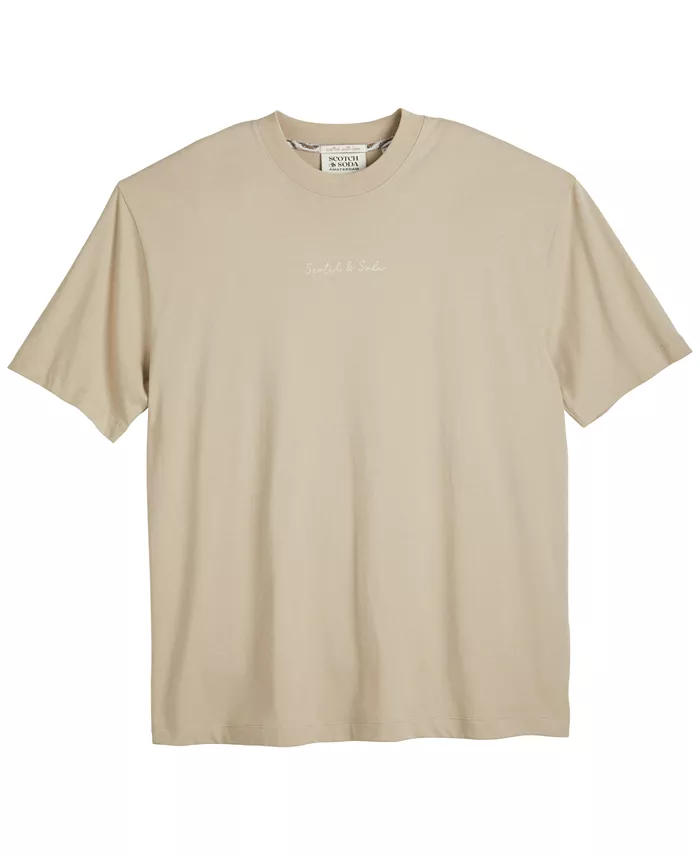 

Мужская футболка с принтом oversize с короткими рукавами Scotch & Soda, загар/бежевый