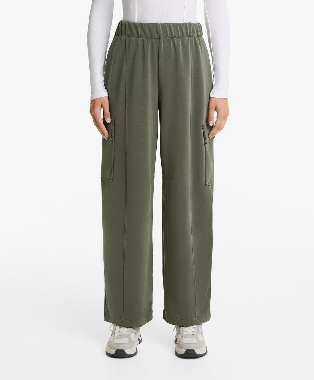 

Брюки-бочонки из матового модала Oysho, цвет Dark Khaki