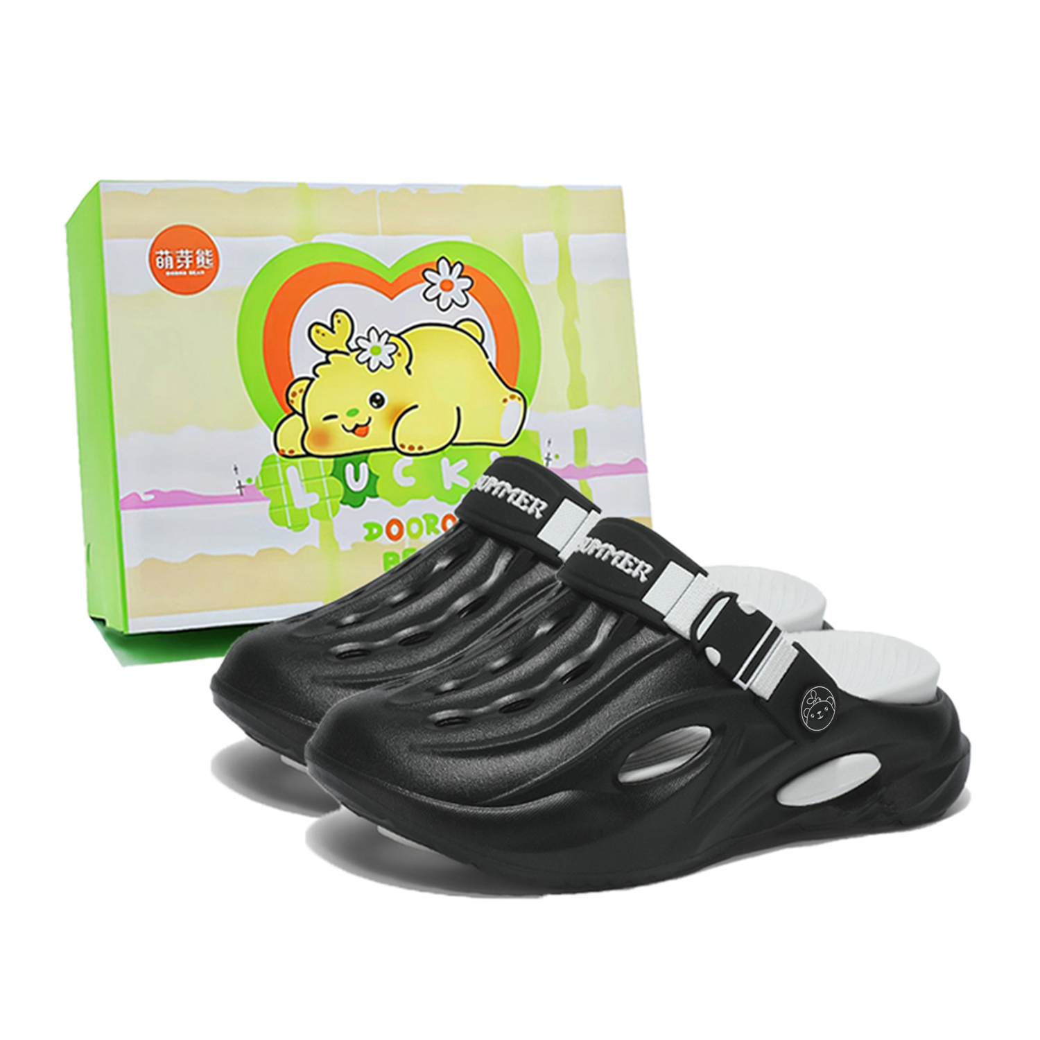 

Budding Bear Клоги унисекс черно-белые {упаковка}, цвет Black White {Box}
