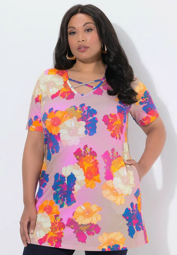 

Длинная футболка с принтом zierbänder alinie vausschnitt halbarm Ulla Popken, Pink, Розовый, Длинная футболка с принтом zierbänder alinie vausschnitt halbarm Ulla Popken, Pink