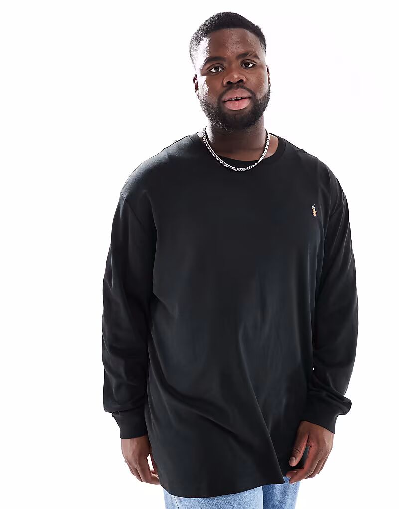 

Футболка с длинными рукавами Polo Ralph Lauren Big & Tall icon logo из хлопка пима черного цвета