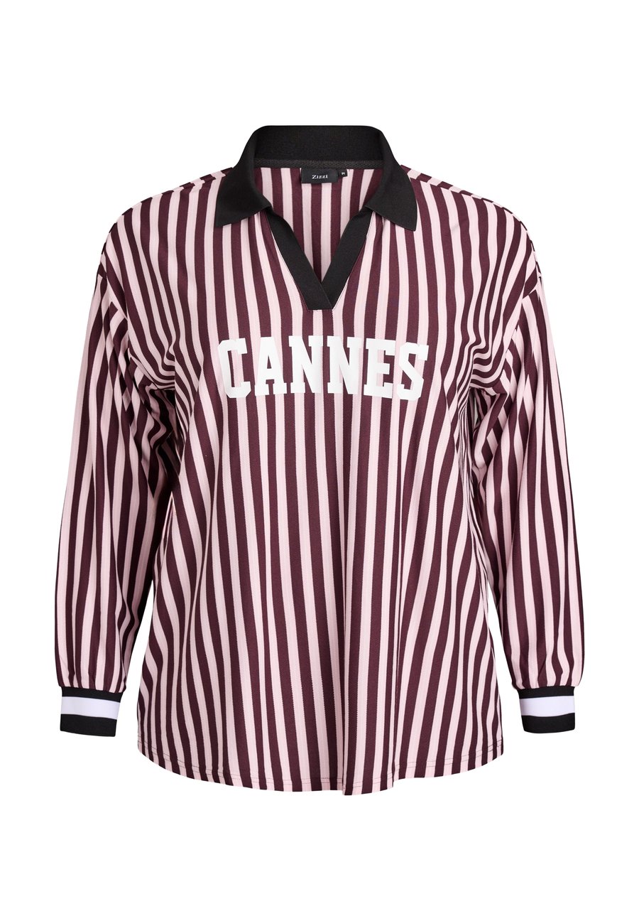 

Поло Zizzi MIT STREIFEN UND TEXTAUFDRUCK, Fdge W Prfait Pnk St/Bordeaux