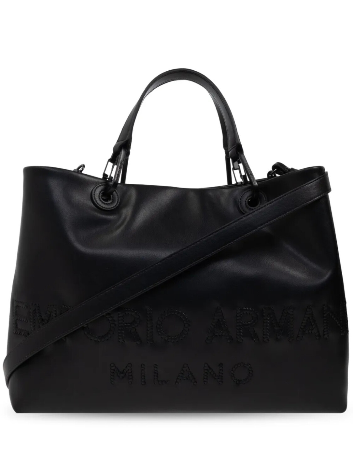 

Сумка-шоппер с тисненым логотипом Emporio Armani, черный