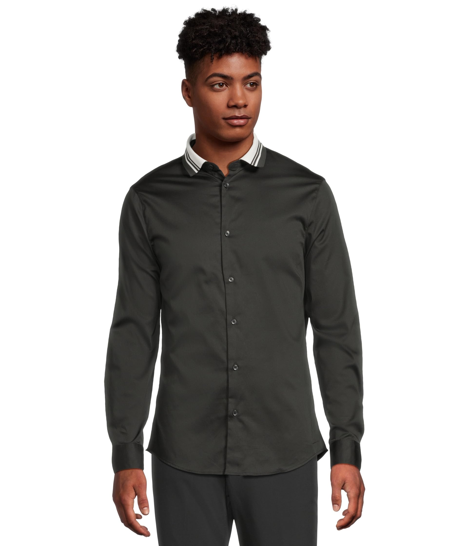 

Рубашка Armani Exchange Stretch Cotton Satin Long, цвет Jet Set/Deep Navy/Je