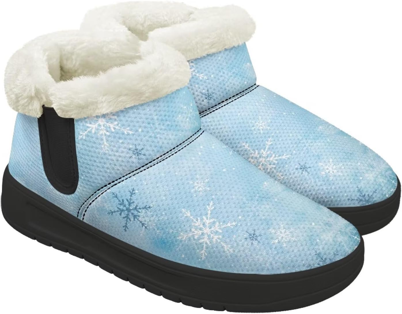 

Зимние ботинки для женщин и мужчин, минималистичные, теплые с мехом, с широким носком, на щиколотку, с легким надеванием, для прогулок и бега Chririnla, Snowflake