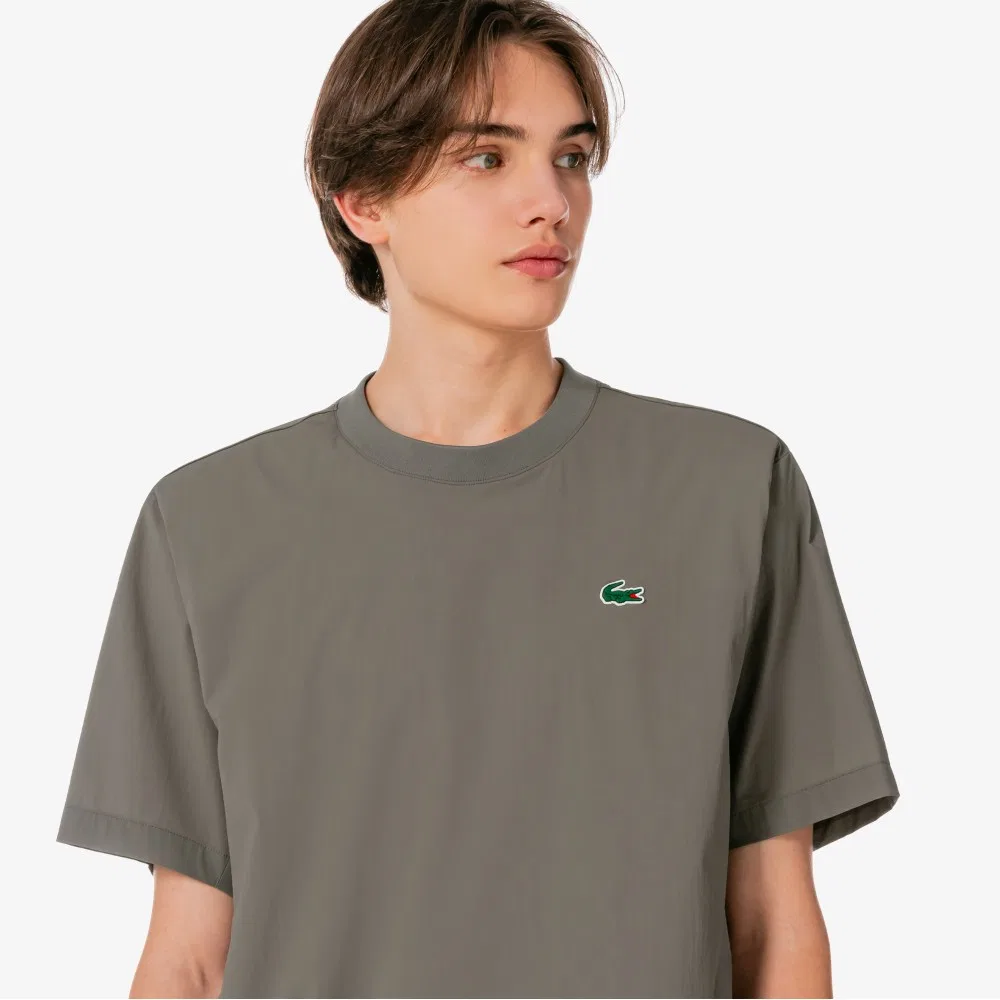 Мужская теннисная футболка-писте из тканого материала цвета хаки от Lacoste — фото 2