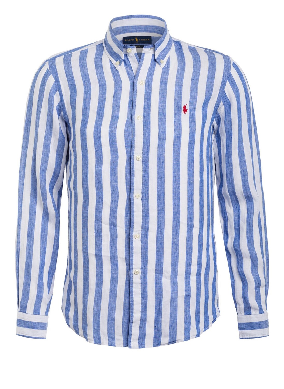 

Льняная рубашка узкого кроя Polo Ralph Lauren, синий