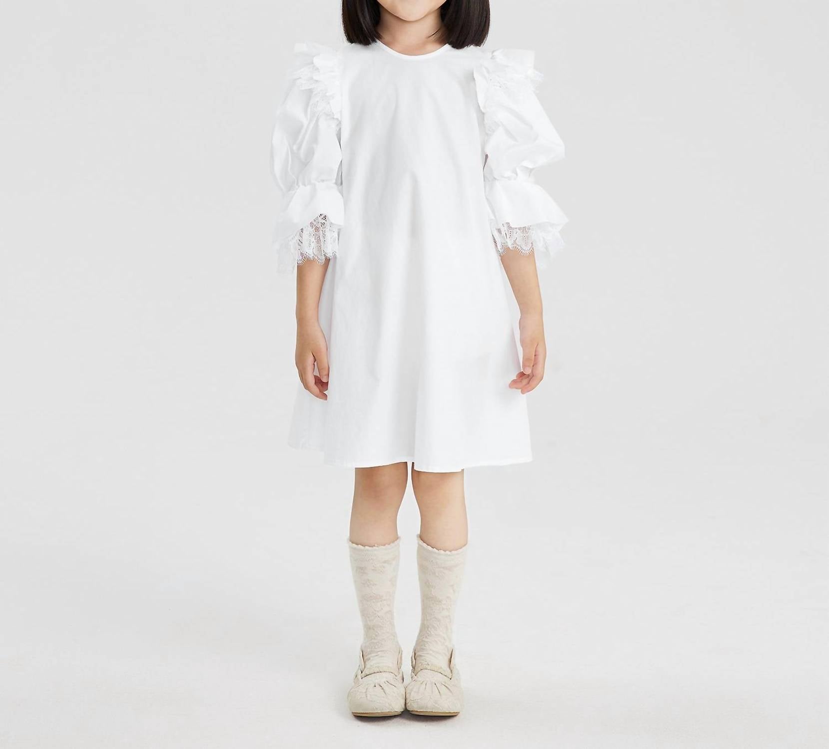 

Детское платье Aline с рукавами-фонариками в цвете Off-White JNBY