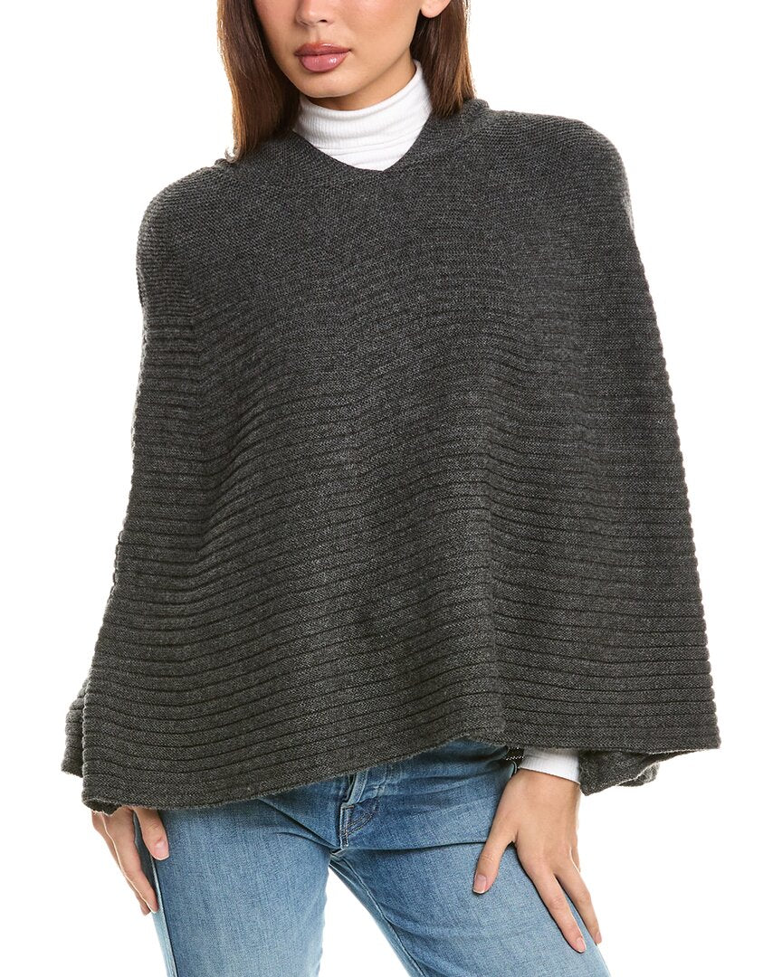 

Пончо Forte Cashmere с капюшоном из шерсти и смеси кашемира, серый