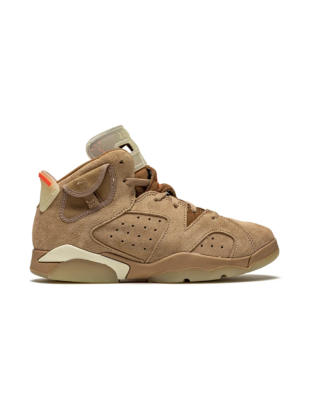 Кроссовки Air Jordan 6 Retro British Khaki из коллаборации с Travis Scott Jordan Kids, коричневый — фото 2