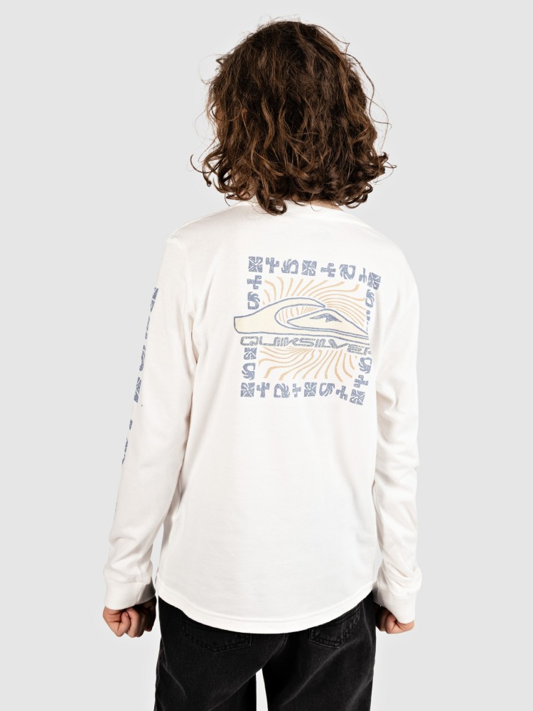 Лонгслив Quiksilver Evo Border Lines Kids Longsleeve T-Shirt, snow white — фото 2