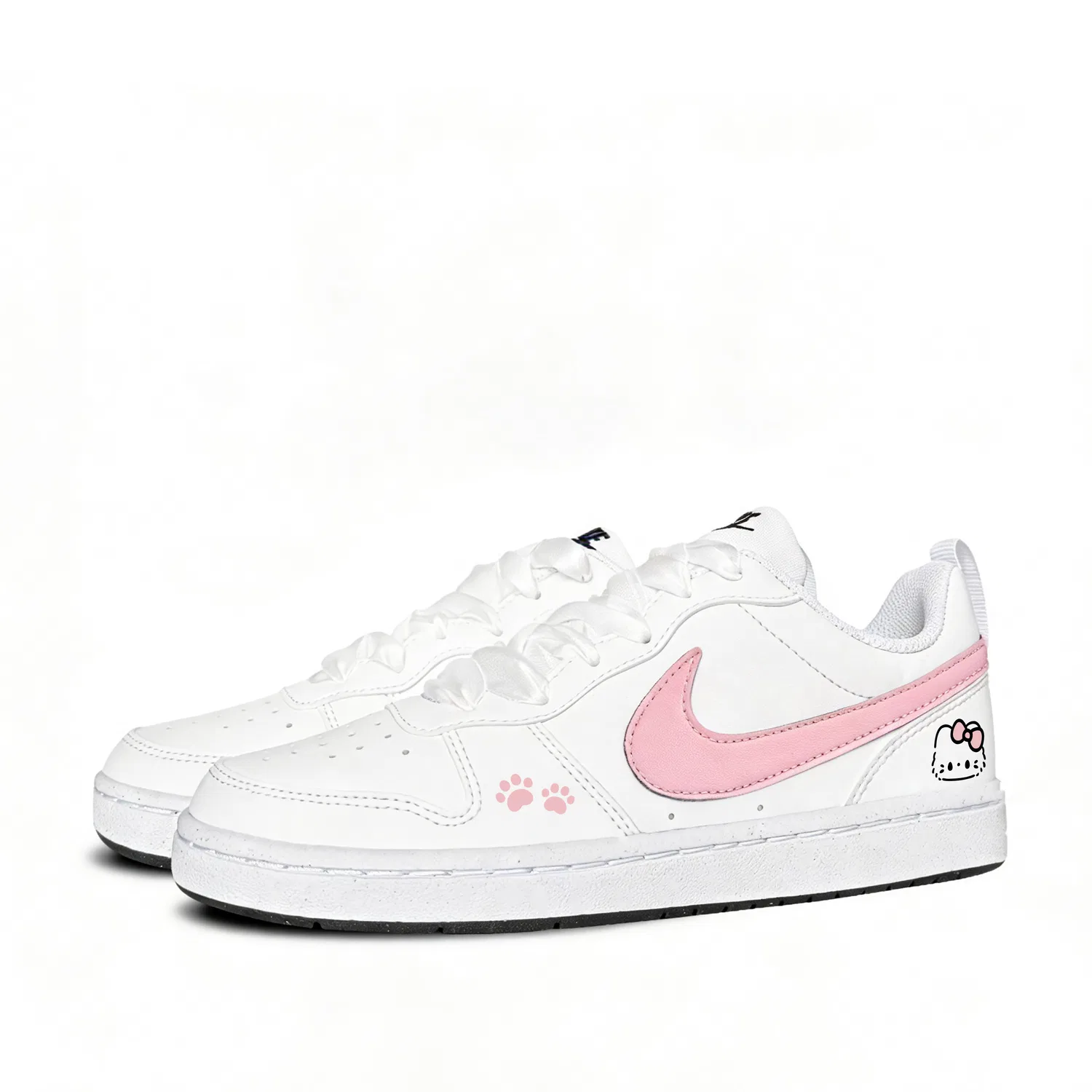 Кроссовки детские Nike Court Borough Kiti Powder Cat белые — фото 4