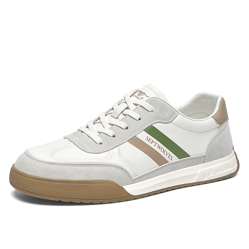 

SEPTWOLVES Мужские низкие скейтбордские кеды бело-абрикосовые, цвет White Apricot (Standard Leather Shoe Size)