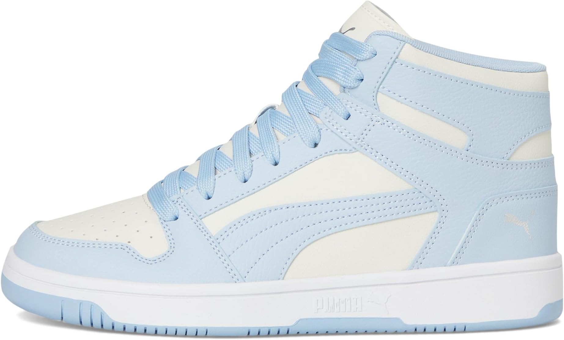 Кроссовки PUMA Women's Rebound Layup Mid Shoes, White/Haute Tropic/Silver — фото 4