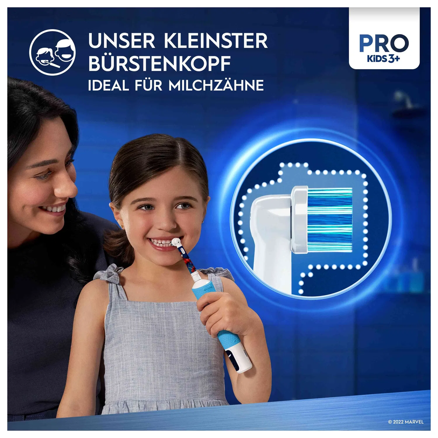 Электрическая детская зубная щетка Sensitiv+ Oral-B Spiderman синяя — фото 2