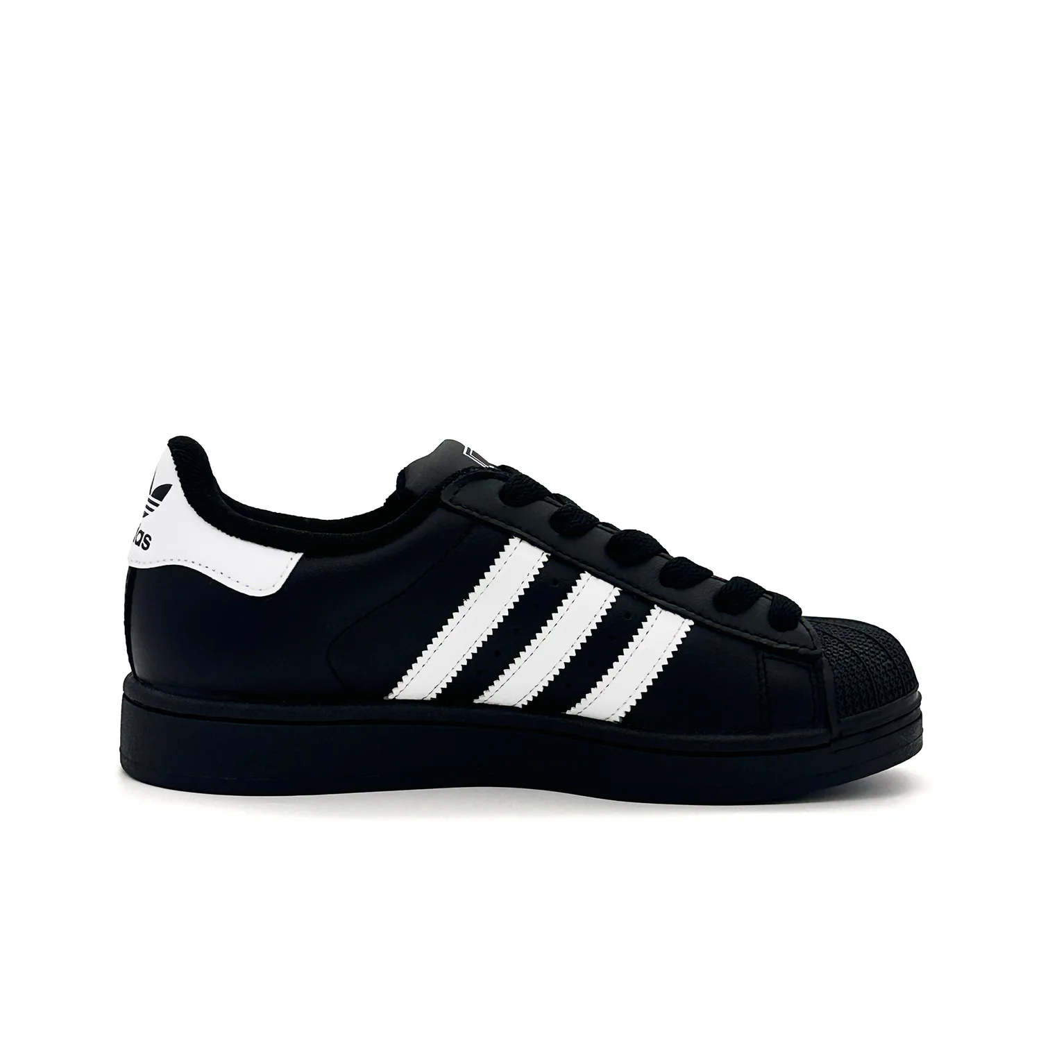 Adidas Originals Superstar 2 Black Panther Kitten износостойкие низкие скейтерские кроссовки для детей и подростков черные — фото 3