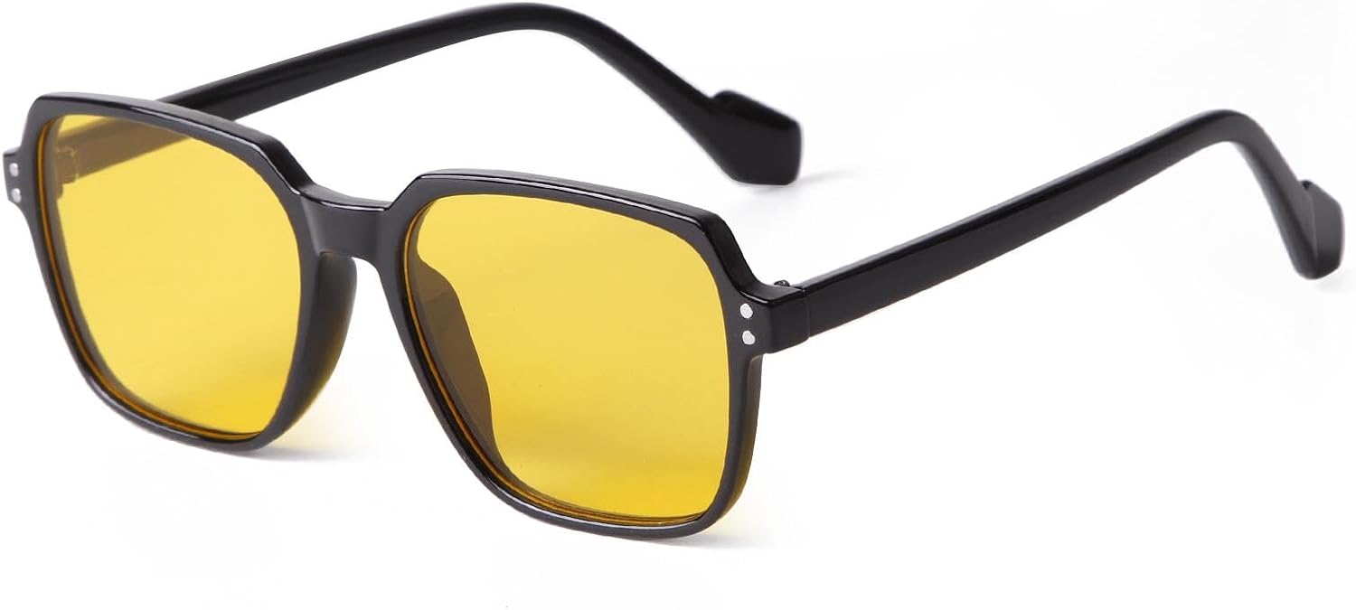 

Ретро квадратные солнцезащитные очки, модные для женщин и мужчин, с заклепками, желто-голубые линзы, трендовые градиентные солнцезащитные очки с защитой от УФ-излучения UV400 WNCKSQ, C1