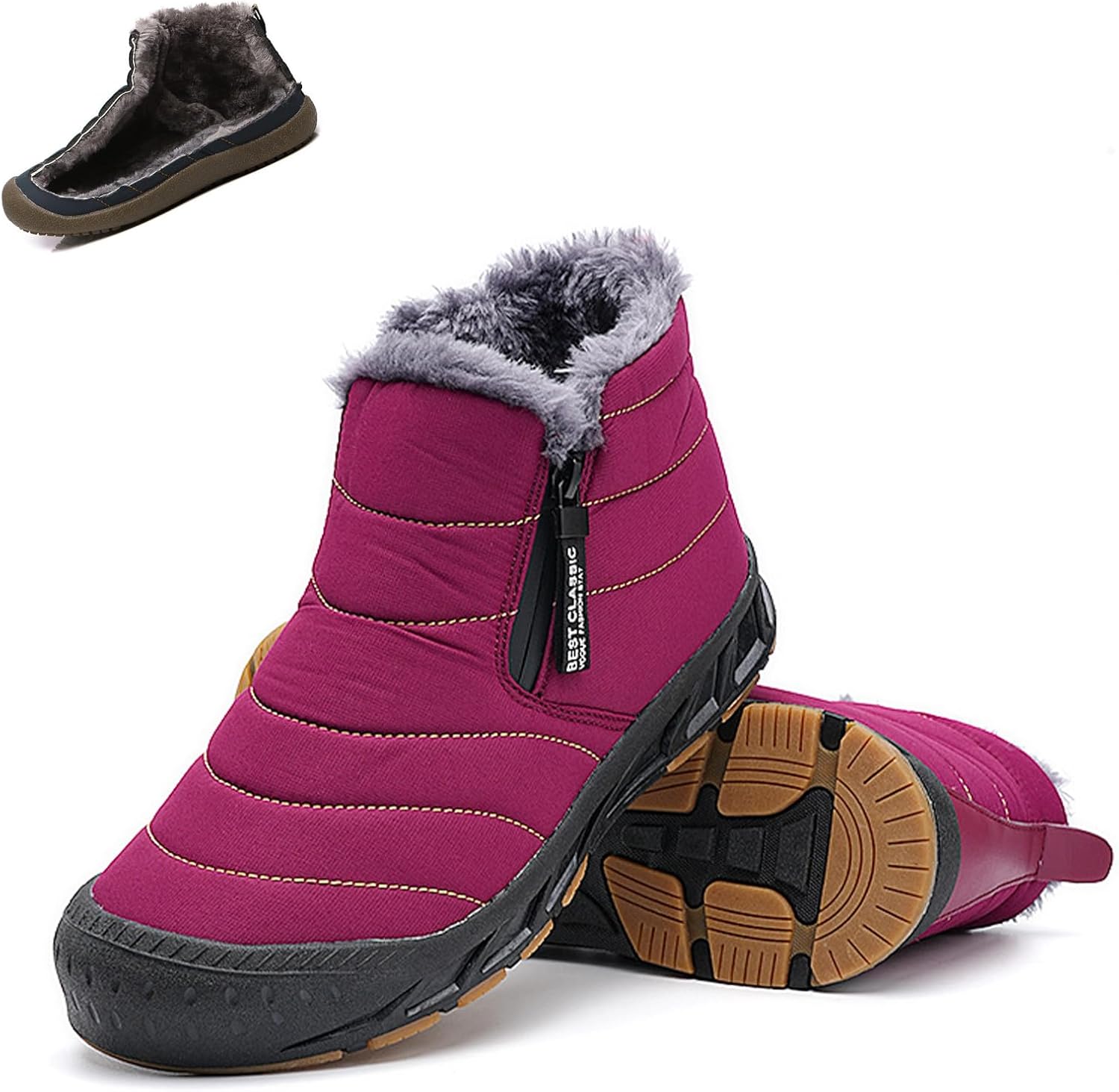 

Мужские зимние ботинки Snow Boots, водонепроницаемые зимние ботинки, мужская зимняя обувь, утепленные мехом ботильоны на молнии, удобная обувь для прогулок на открытом воздухе Cloudemo, красный