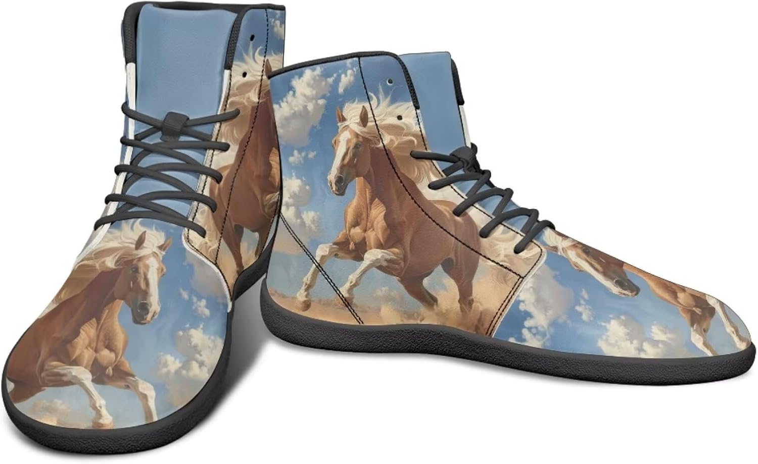 

Высокие кроссовки с животным принтом для мужчин, босоножки, противоскользящие беговые кроссовки, заземленная обувь, повседневные спортивные кроссовки Watdotory, Horses With White Hair Print