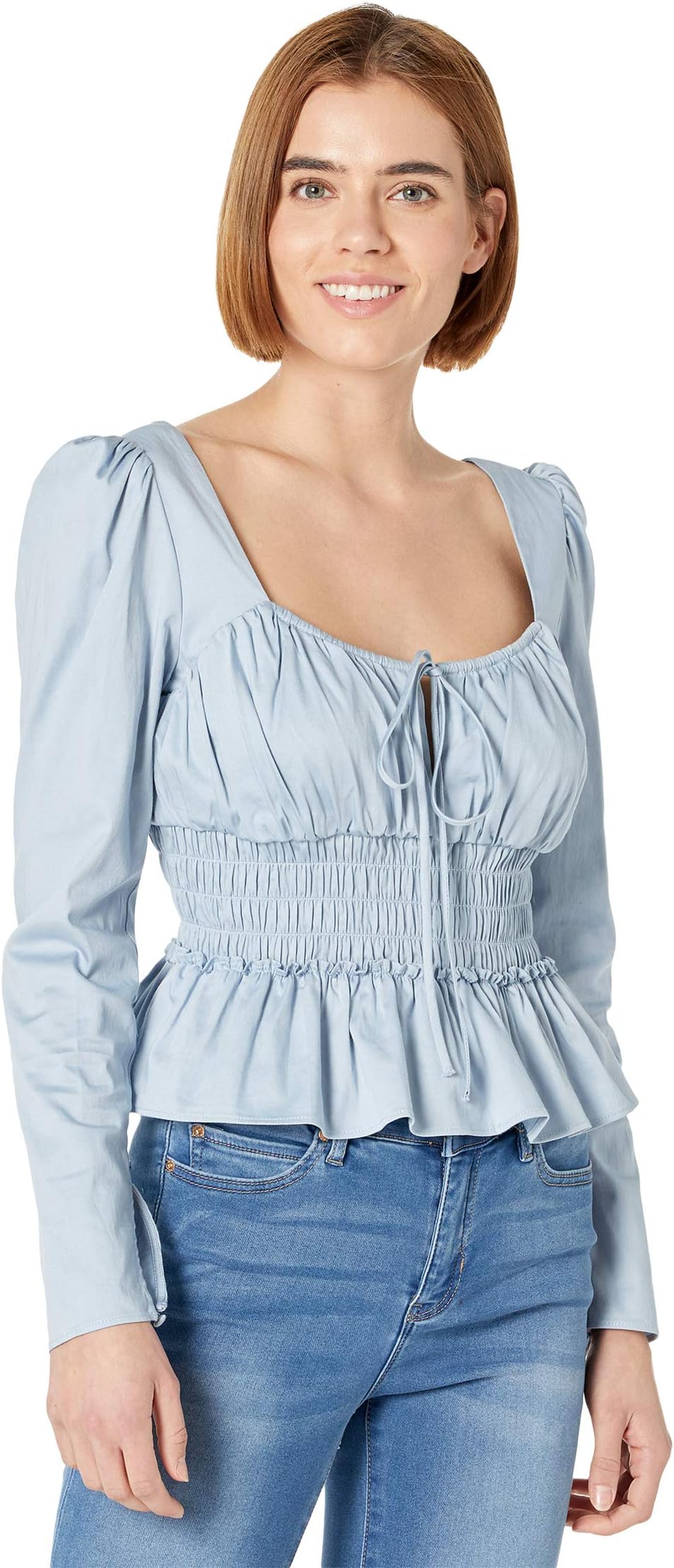 

Топ WAYF Edith Smocked Waist Bustier Top, цвет Dusty Blue