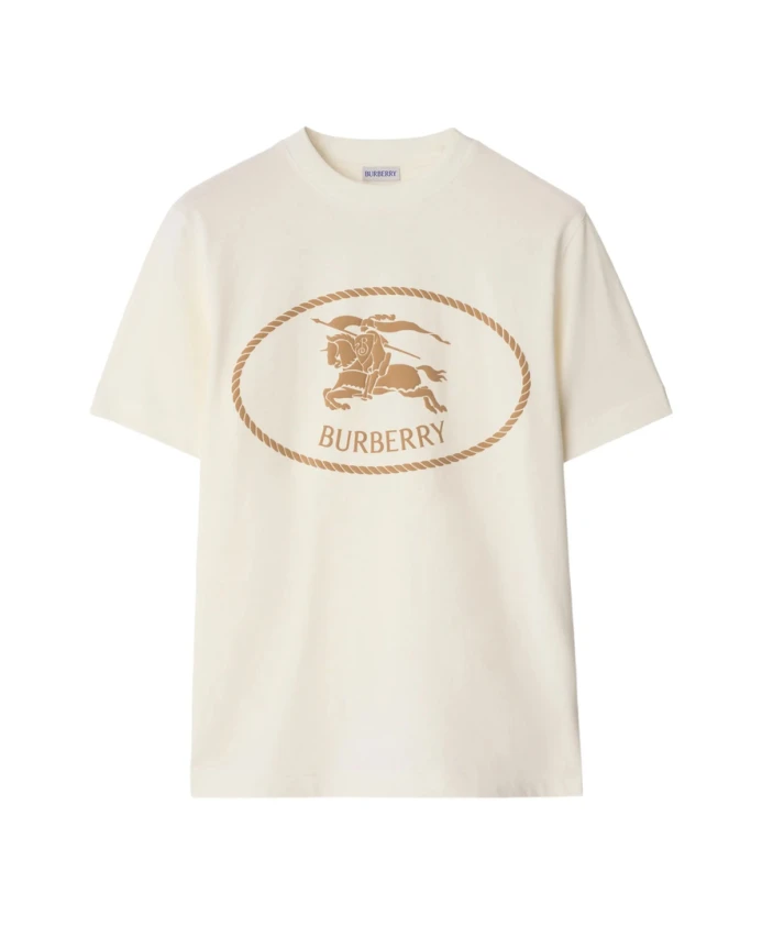 

Бежевая футболка с круглым вырезом Burberry, бежевый