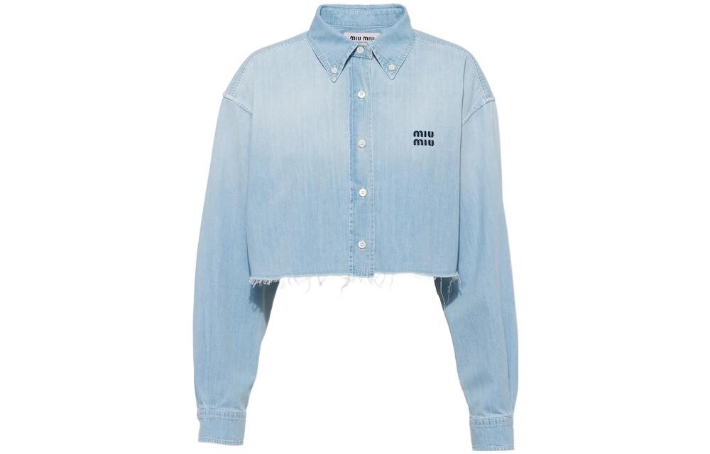 

Укороченный топ женский синий Miu Miu