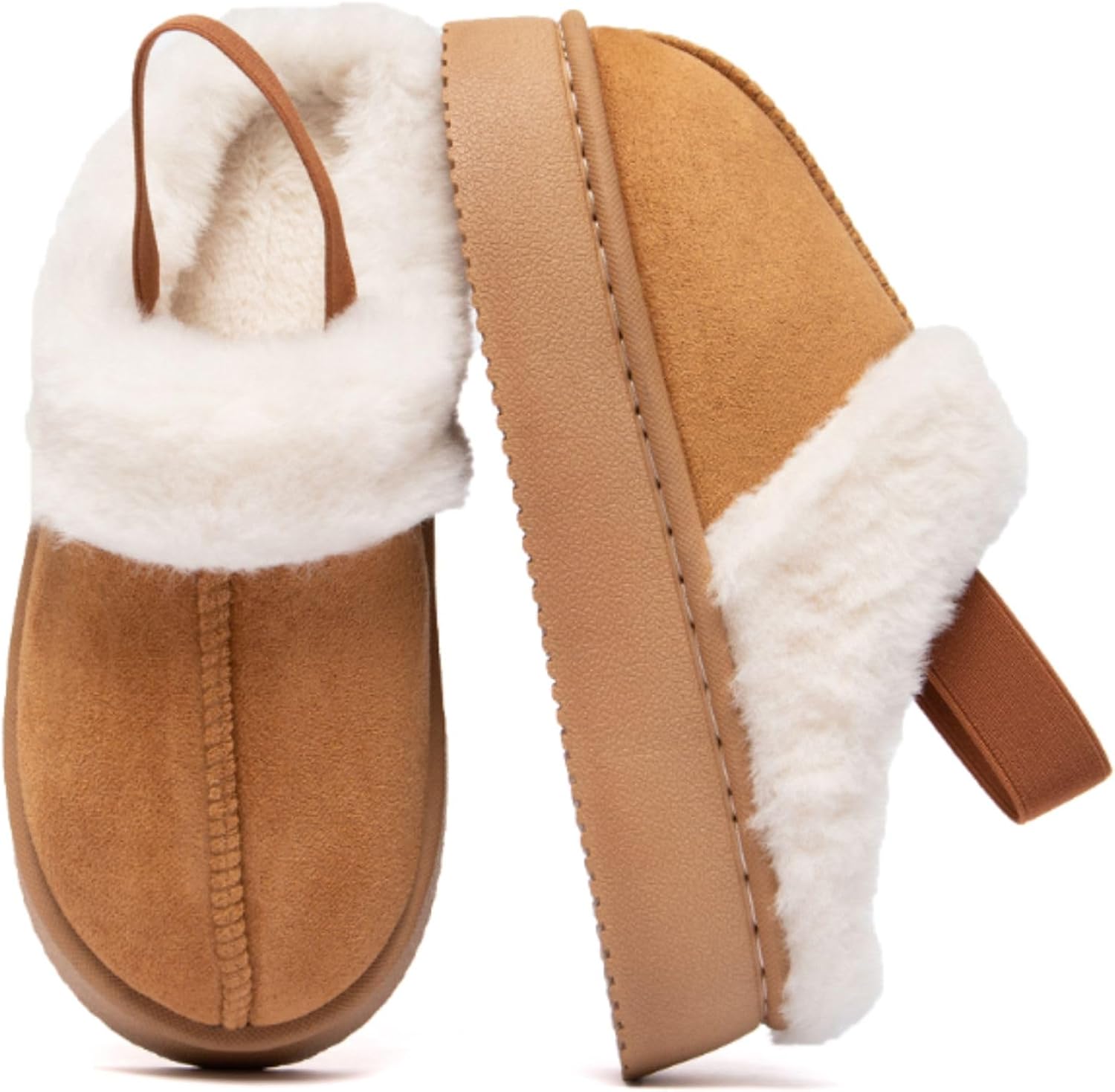 

Теплые домашние тапочки с толстой подошвой для женщин и мужчин - уютные платформенные тапочки с противоскользящей подошвой, короткие носки с плюшевой подкладкой для дома и улицы Beranmey, коричневый