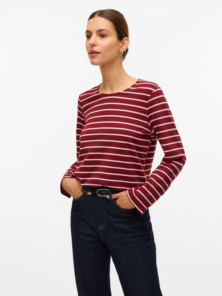 

Vero Moda Футболка с длинными рукавами красно-бежевого цвета