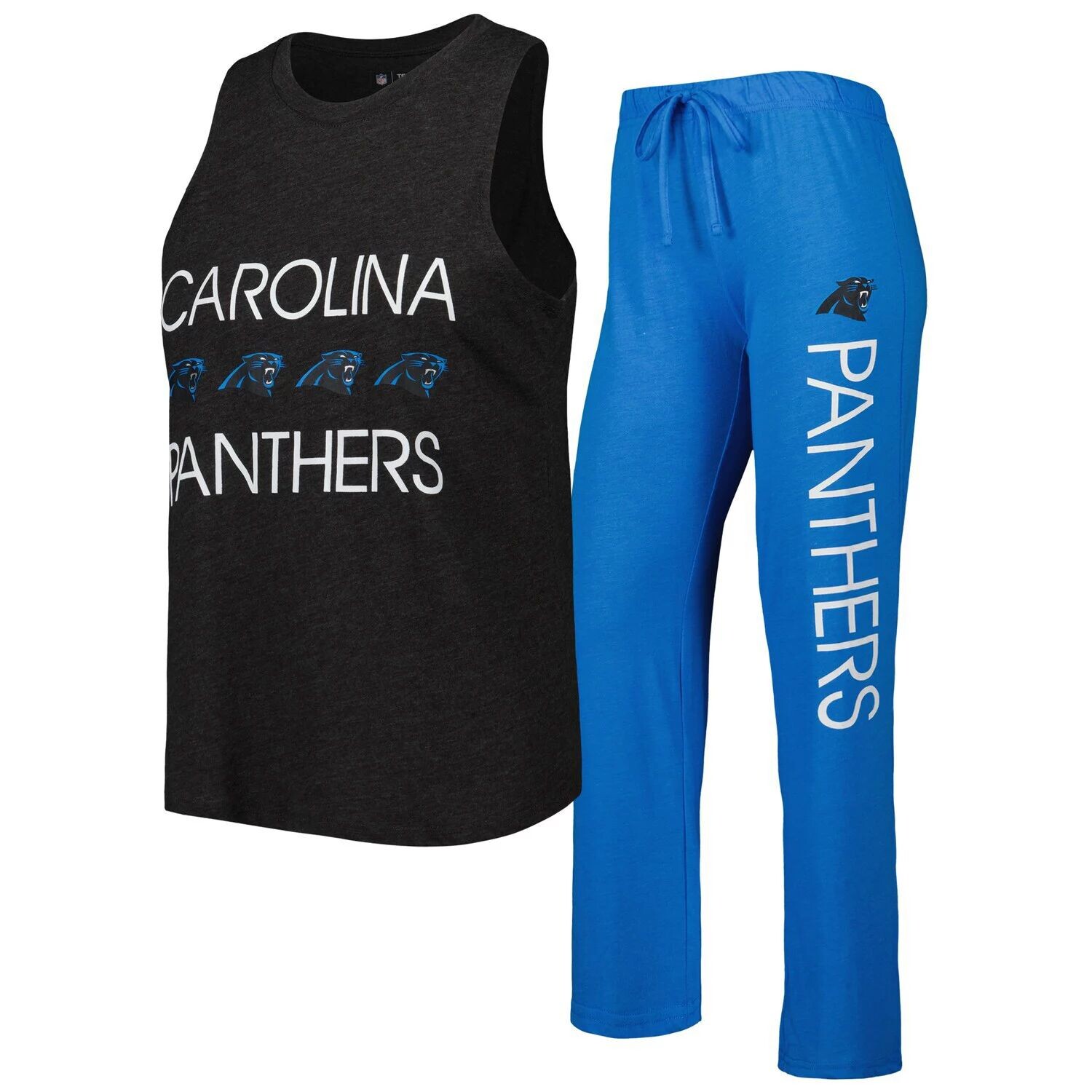 

Женский спортивный синий/черный комплект с майкой и брюками Carolina Panthers Muscle для сна