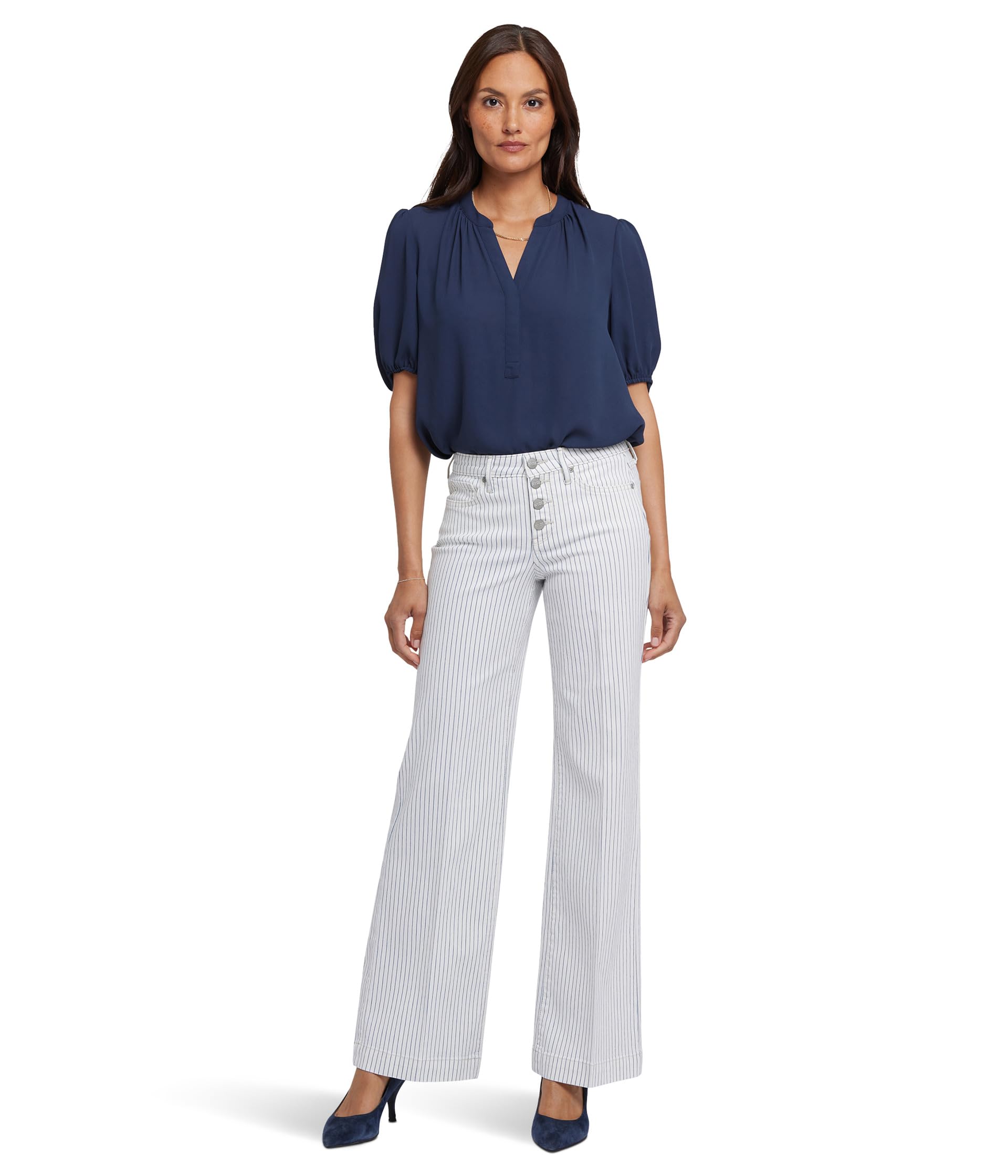 

Джинсы NYDJ Teresa Wide Leg Button Fly Jeans in Palencia Stripe, цвет Palencia Stripe