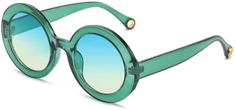 

Модные разноцветные круглые солнцезащитные очки для женщин, винтажные градиентные очки для мужчин, панк-солнцезащитные очки UV400 MTZJH, Green Blue Yellow