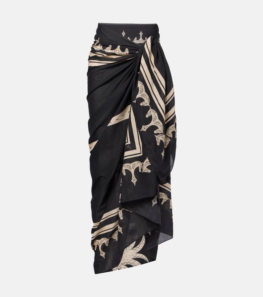 

Печатная хлопковая пляжная накидка Johanna Ortiz, Iconic Black/Ecru