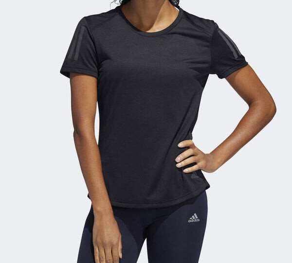 Футболка own the run climalite running short sleeve tee black Adidas, черный — фото 3